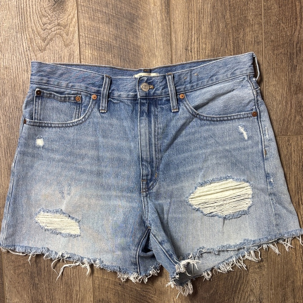 Madewell Light Blue Ripped Jean Shorts